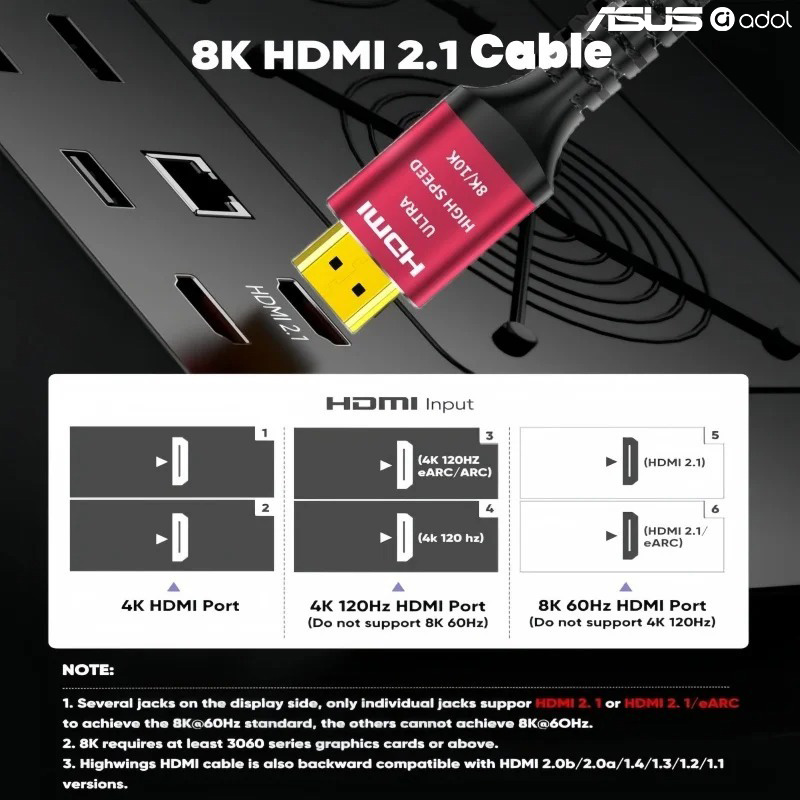 ASUS 8K 60Hz Ultra High Speed  - Hdmi 2.1 Cable 8K 60Hz 48Gbps Earc recension och pris