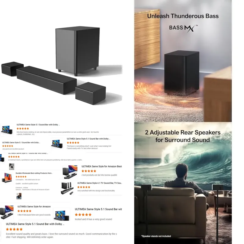 5.1ch Surround Soundbar with 2 - Soundbar With Wireless Subwoofer 5.1Ch recension och pris
