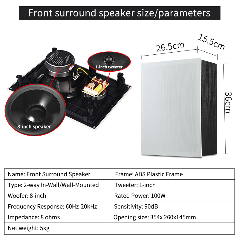 7.1 In-wall Wall-mounted Home  - Home Theater System 7.1 Surround Sound recension och pris