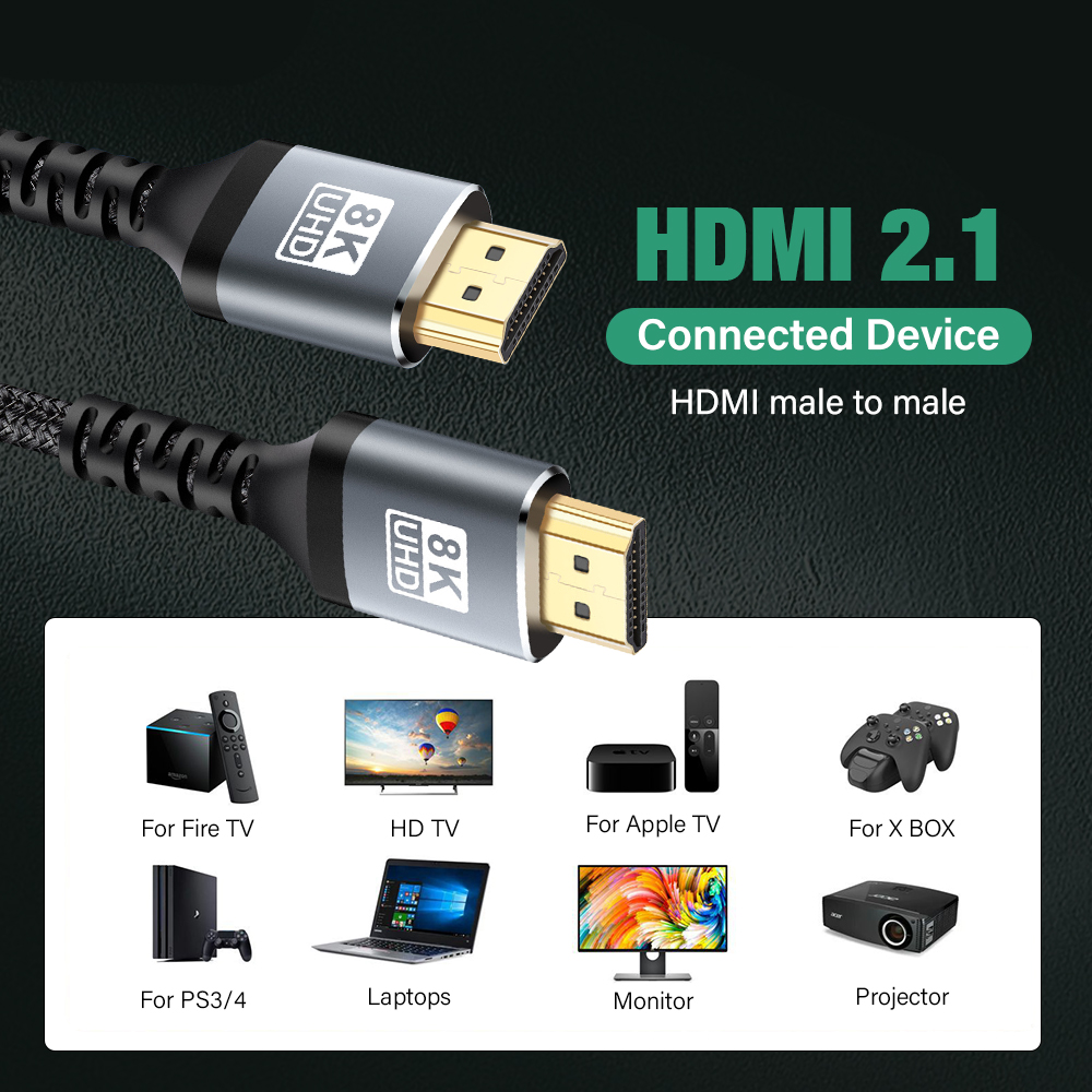 8K HDMI 2.1 Cable 48Gbps 8K@60 - Hdmi 2.1 Cable 8K 60Hz 48Gbps Earc recension och pris