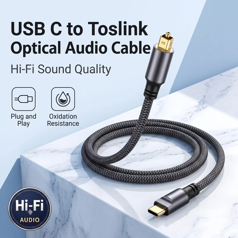 USB C to Optical SPDIF Toslink - Optical Audio Cable Toslink Gold Plated recension och pris