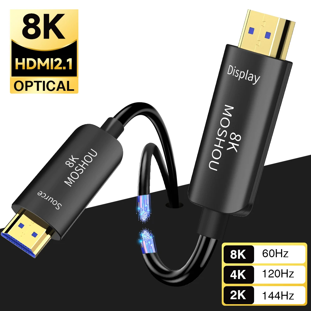 MOSHOU 8K Optical Fiber HDMI 2 - Hdmi 2.1 Cable 8K 60Hz 48Gbps Earc recension och pris