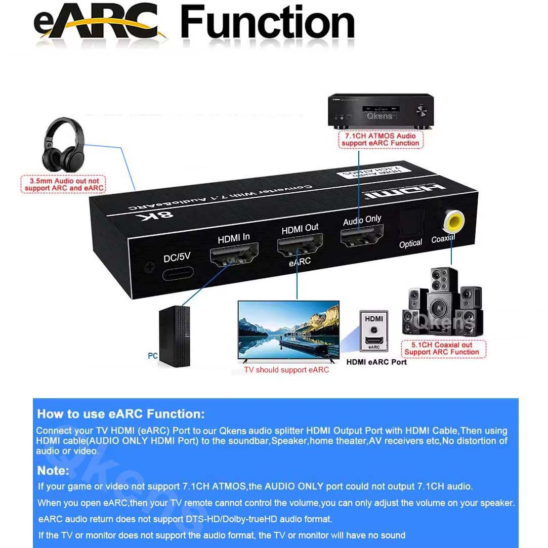 8K HDMI Audio Extractor 4K@120 - Dolby Atmos Soundbar Hdmi Earc recension och pris