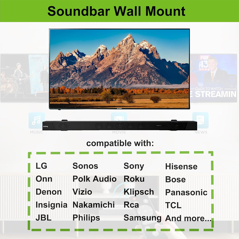 2PCS Adjustable Soundbar Mount - Soundbar Wall Mount Bracket Universal recension och pris