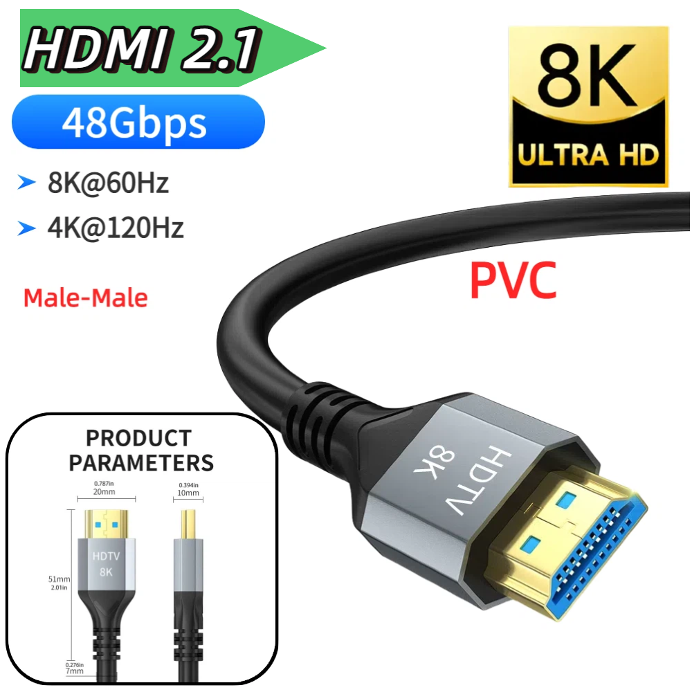 8K HDMI Cable HDMI 2.1 8K@60Hz - Hdmi 2.1 Cable 8K 60Hz 48Gbps Earc recension och pris