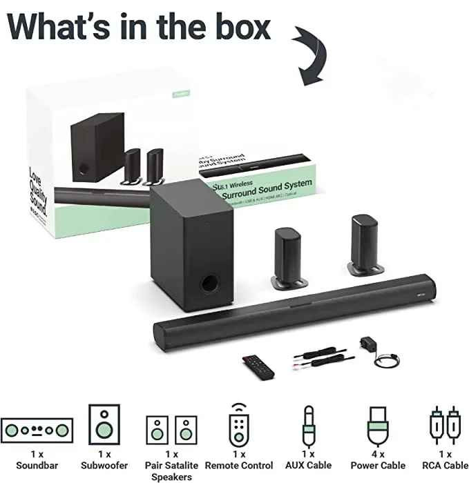 wireless speaker 5.1ch Detacha - Soundbar With Wireless Subwoofer 5.1Ch recension och pris
